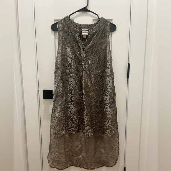 Knox Rose Top Women’s Sheer Velvety High Low Size M Gray Sleeveless - Picture 1 of 7